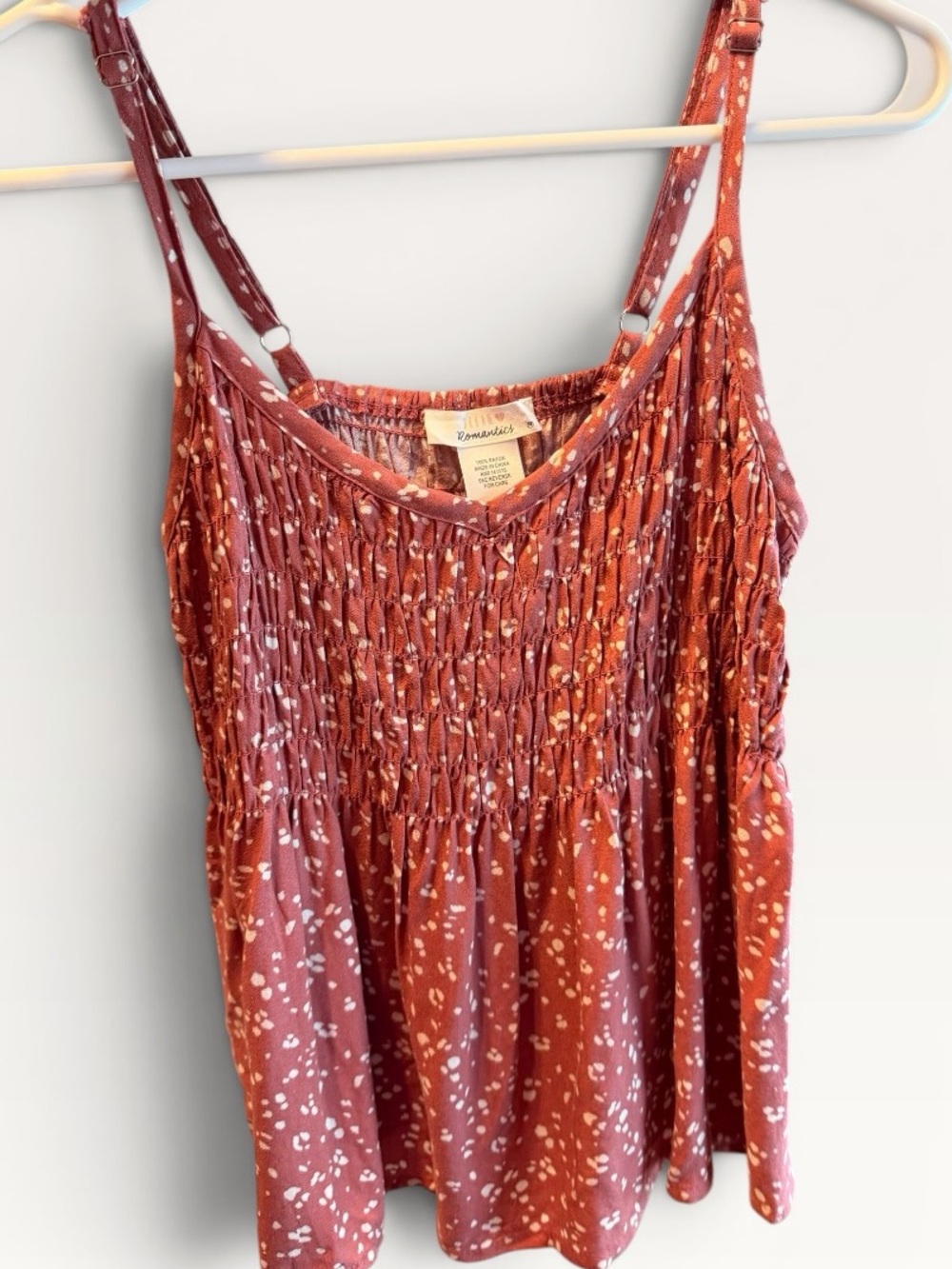 Urban Romantics Terracotta Floral Tank • Babydoll Cami Blouse •‎ Size M